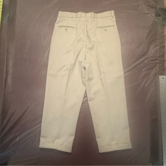 Greg Peters Men's Light Tan/Grey 100% Wool Dress Trousers Size 36 - Picture 3 of 8